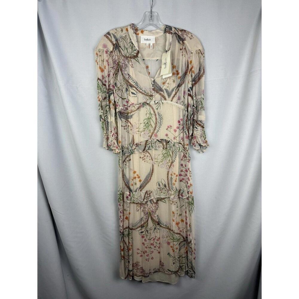 Ba&sh Gigi Midi Dress Floral Off White Size 0, XS